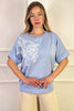 SKY BLUE 3D FLOWER CHIC TOP
