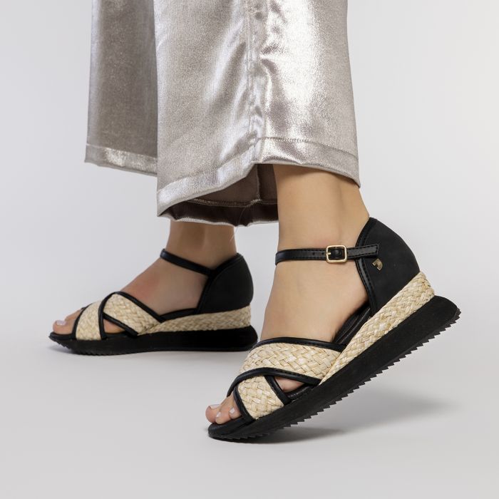 BLACK SPORTY SANDALS WITH 5,5CM HEELS