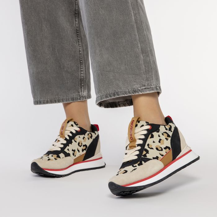 LEOPARD-PRINT WEDGE SUPER CONFY SNEAKERS