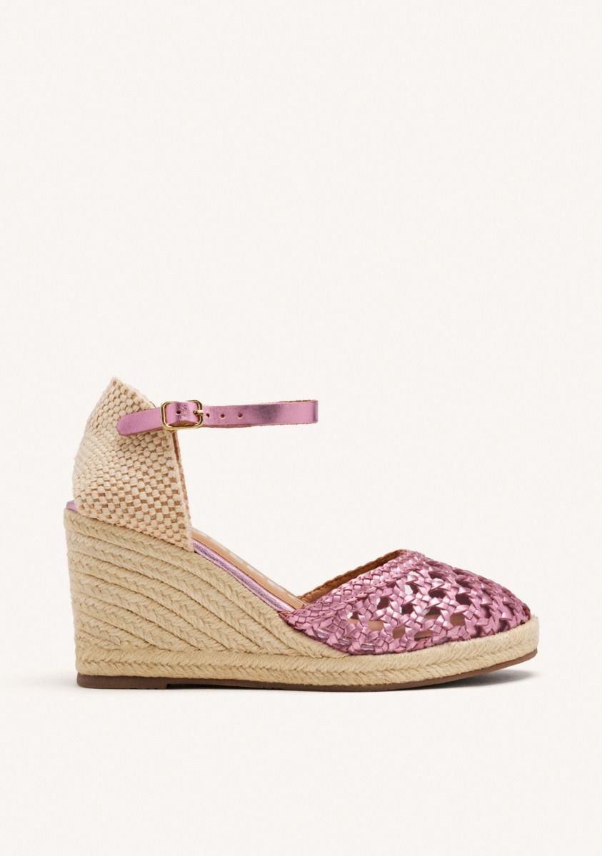 ULTRA CHIC PINK BRAIDED LEATHER ESPARDILLES