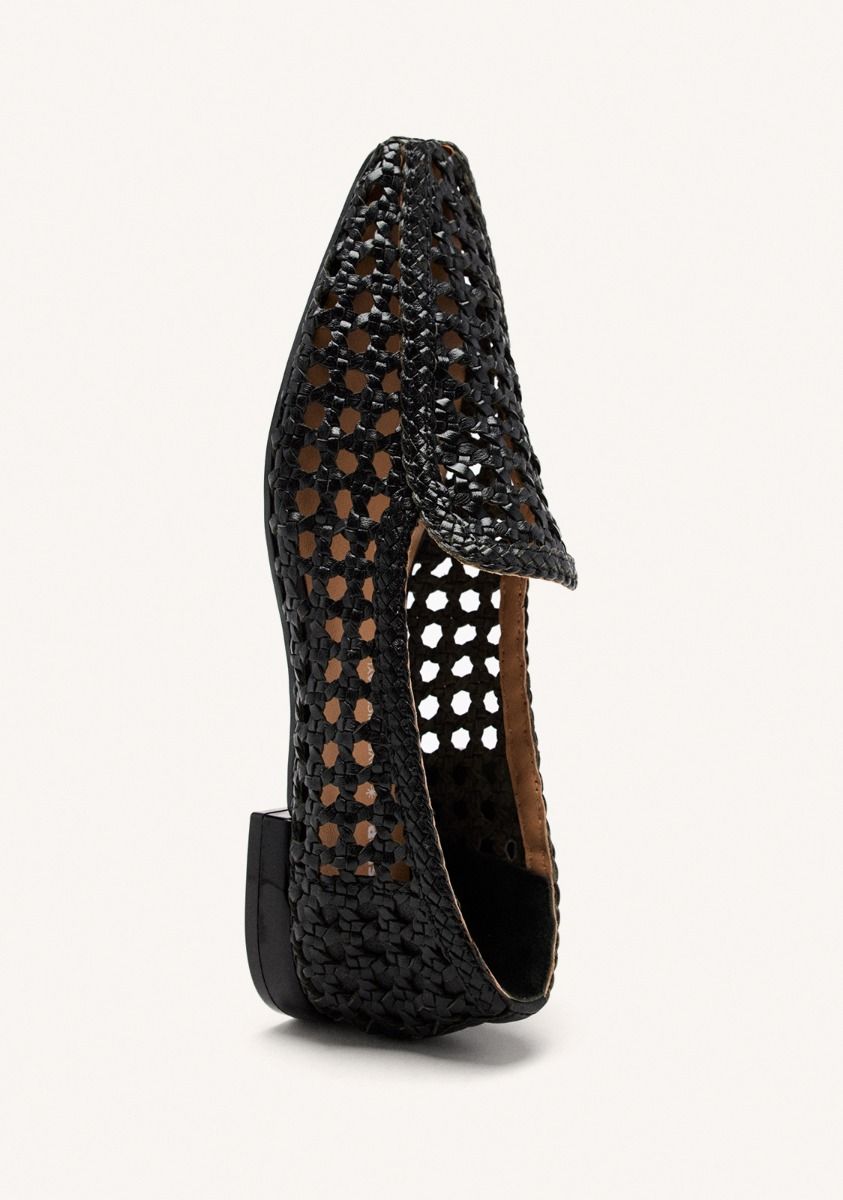 BLACK HAND BRAIDED LEATHER LOAFERS