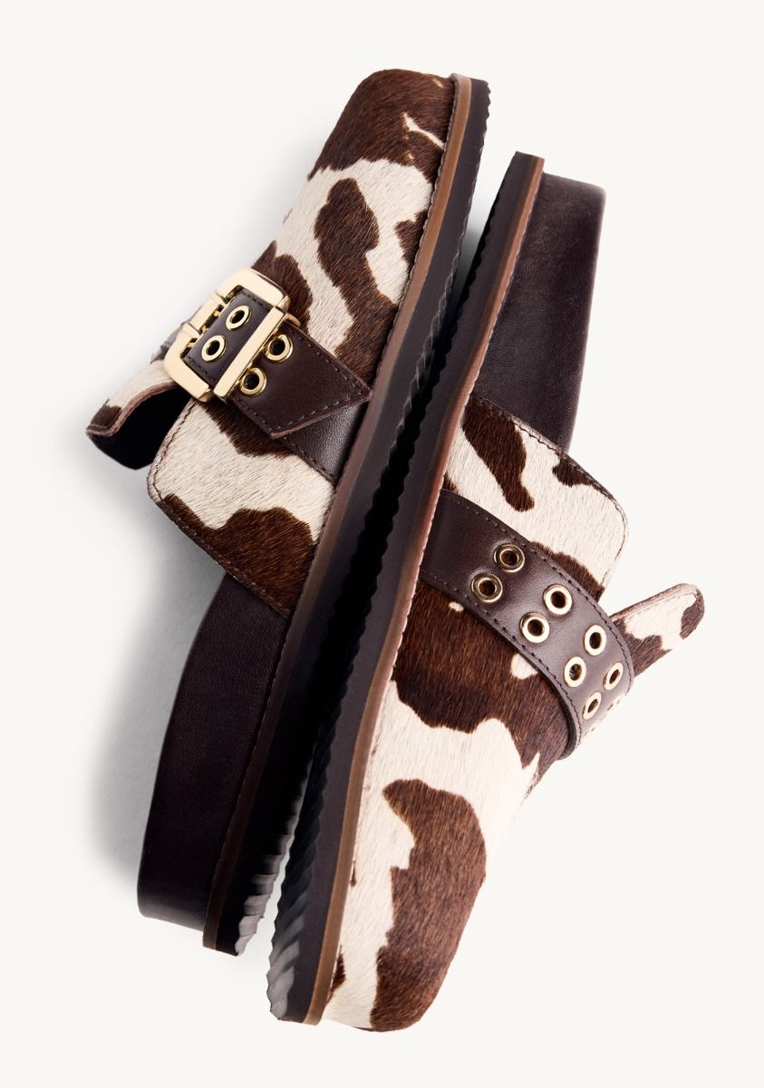 ULTRA TREND COW PRINT LEATHER CLOGS