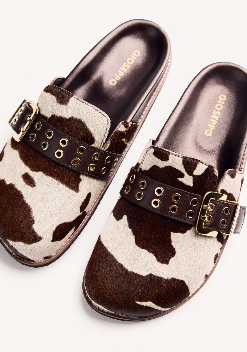 ULTRA TREND COW PRINT LEATHER CLOGS
