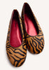 BROWN ANIMAL PRINT ROUND BALLET FLATS