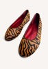 BROWN ANIMAL PRINT ROUND BALLET FLATS
