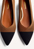 TAN AND BLACK CHIC ELASTIC HEELED SHOES