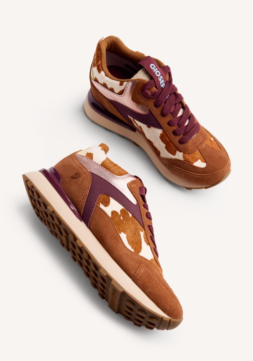 COW PRINT LEATHER WEDGE SNEAKER