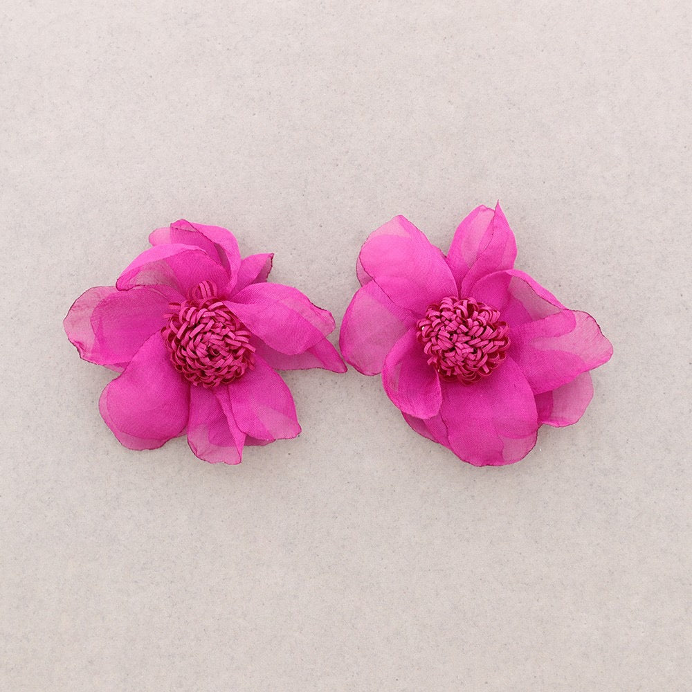 ART FLOWER STATEMENT EARRINGS