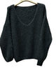 BLACK MOHAIR V PULLOVER