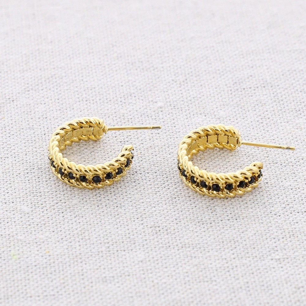 SMALL CRYSTAL LINE HOOPS