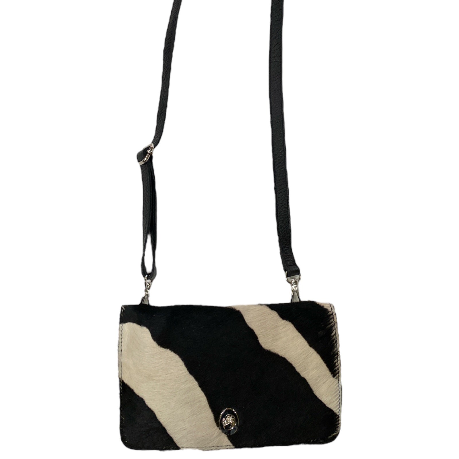 Black and white calf-hair leather multi wallet bag