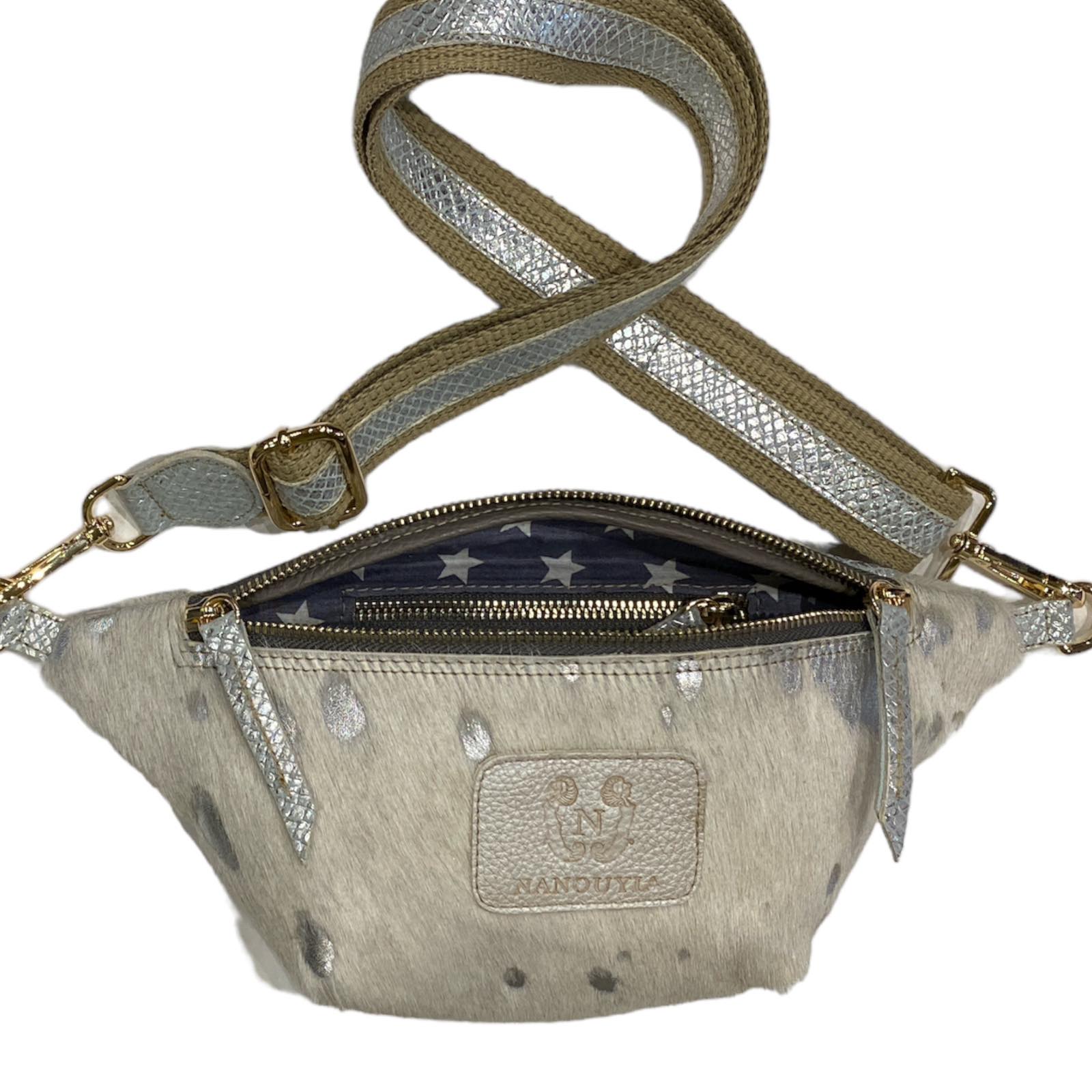 MINI.OFF WHITE AND SILVER ART BELT BAG