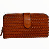 Leather handwoven big wallet