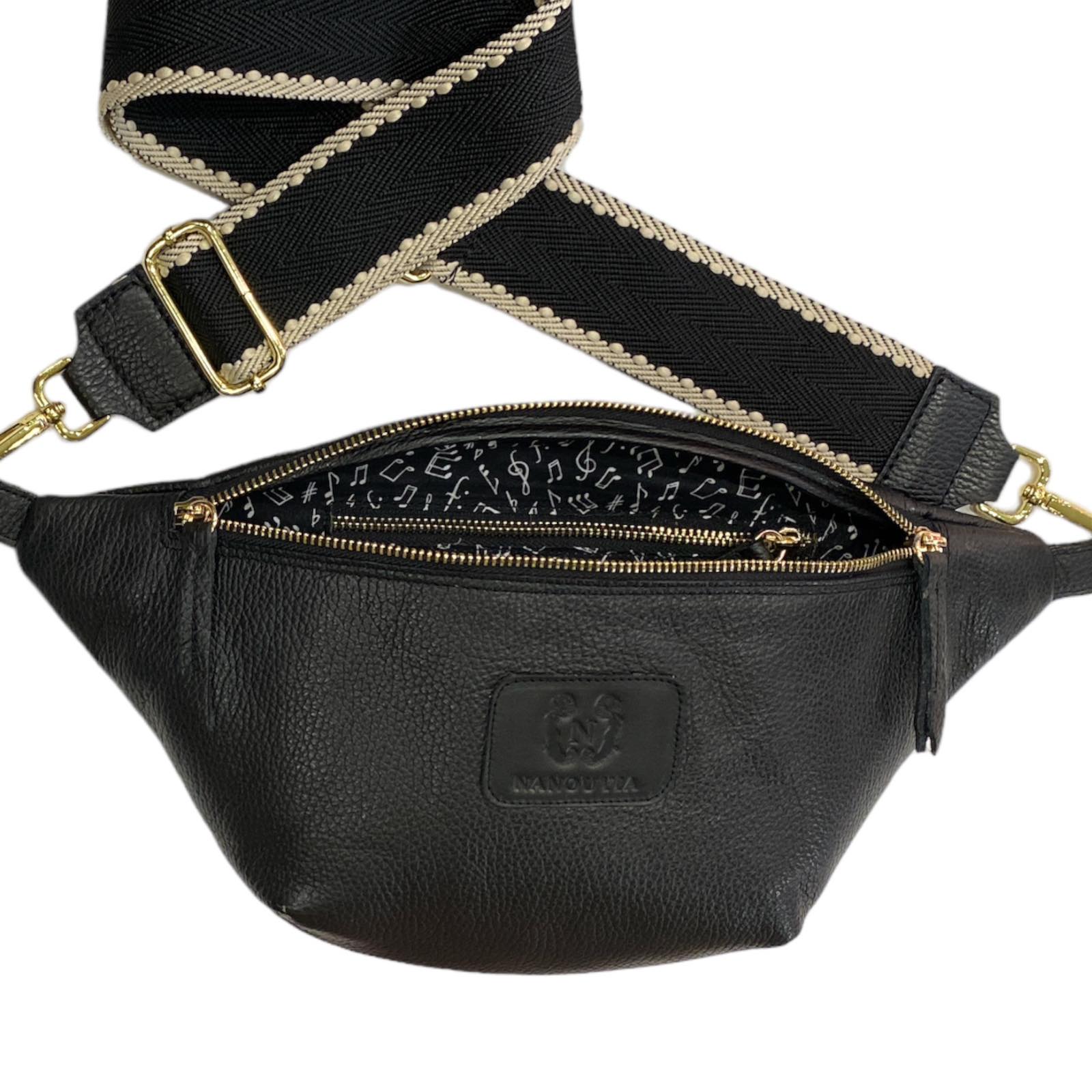 REGULAR. BLACK SOFT LEATHER BELT BAG