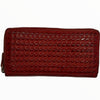 Leather handwoven zip around wallet