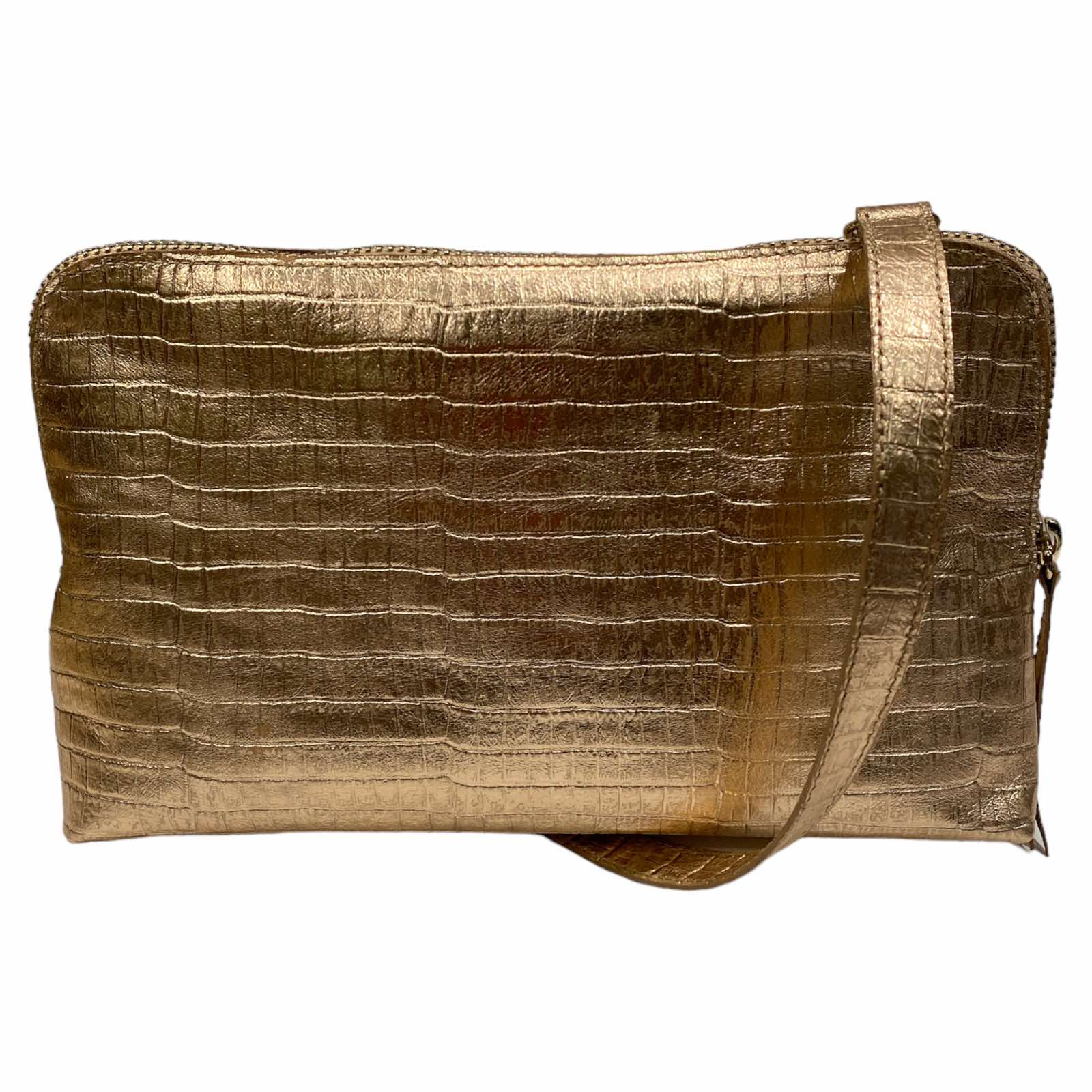 Box XL. Rose gold leather messenger bag