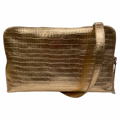 Box XL. Rose gold leather messenger bag