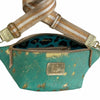 XXL turquoise and gold vintage calf-hair leather belt bag