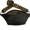 XXL black leather belt bag with taba strap