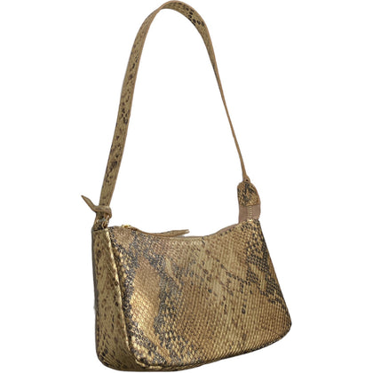 Natalie Small. Gold snake-print leather evening bag