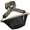 Black and vanilla leather belt bag