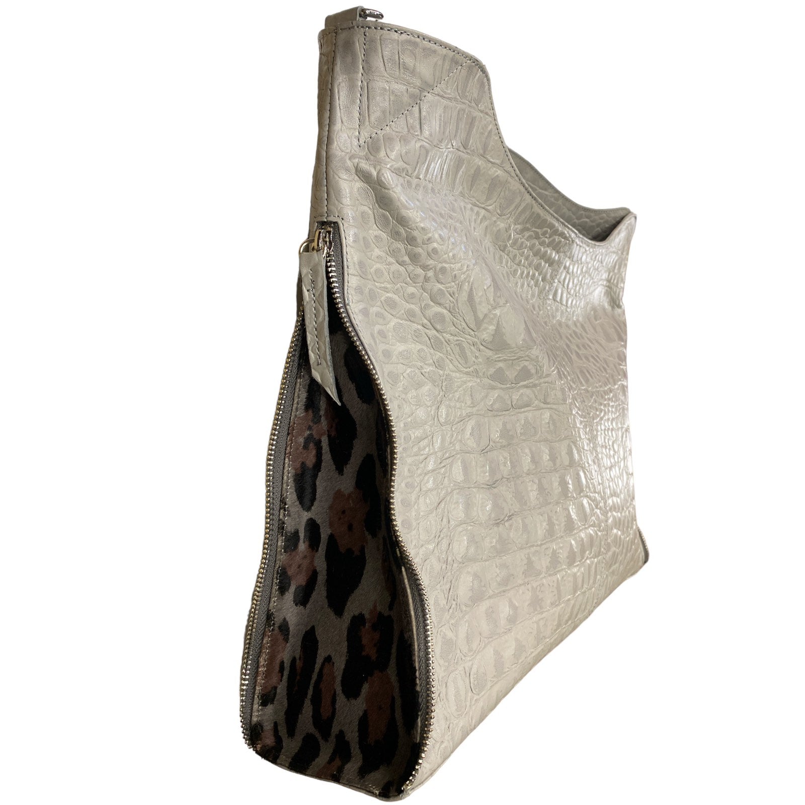 EROS S. GREY LEATHER BAG WITH LUXURY SIDE DETAILS