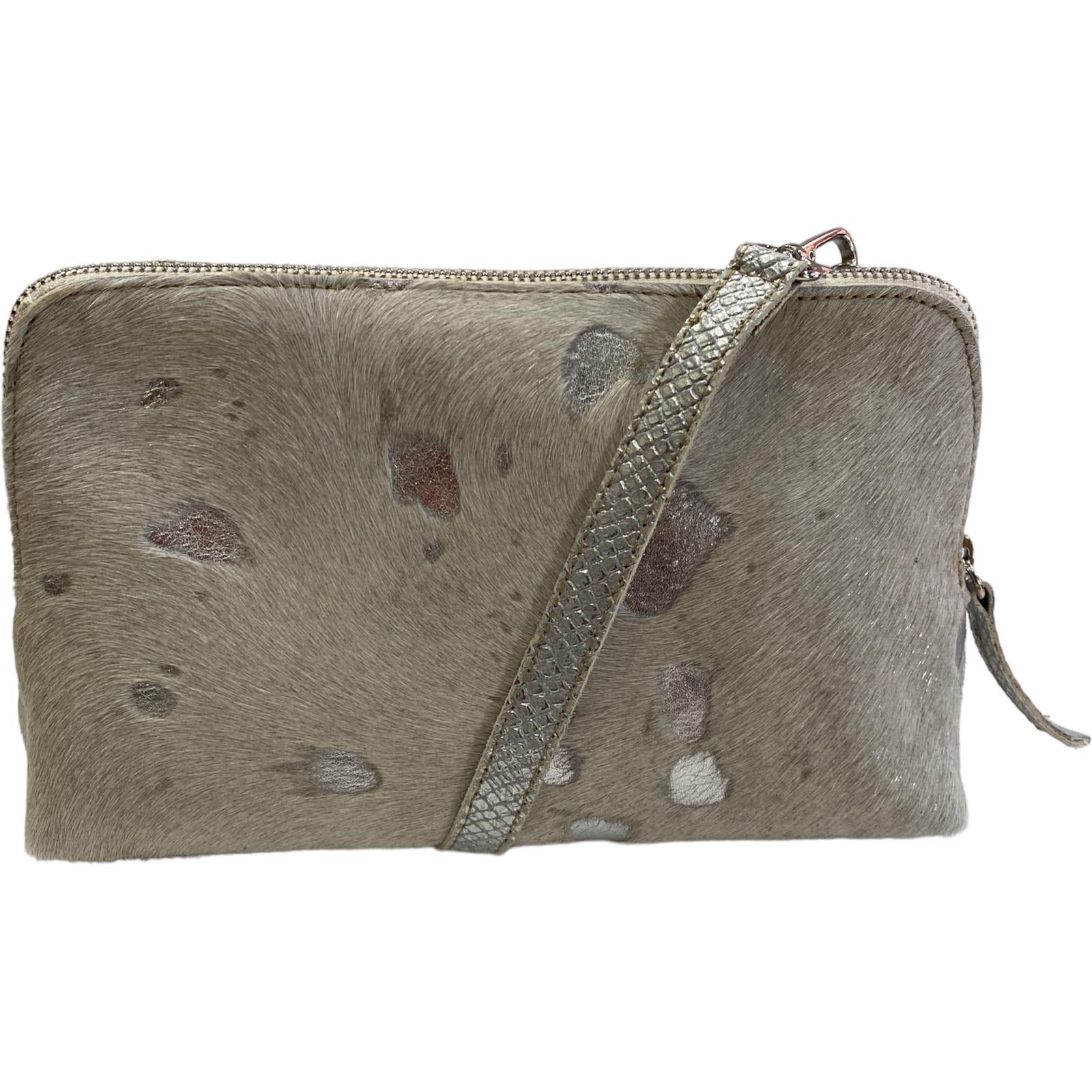 Box XL. Off-white and silver vintage calf-hair leather messenger bag