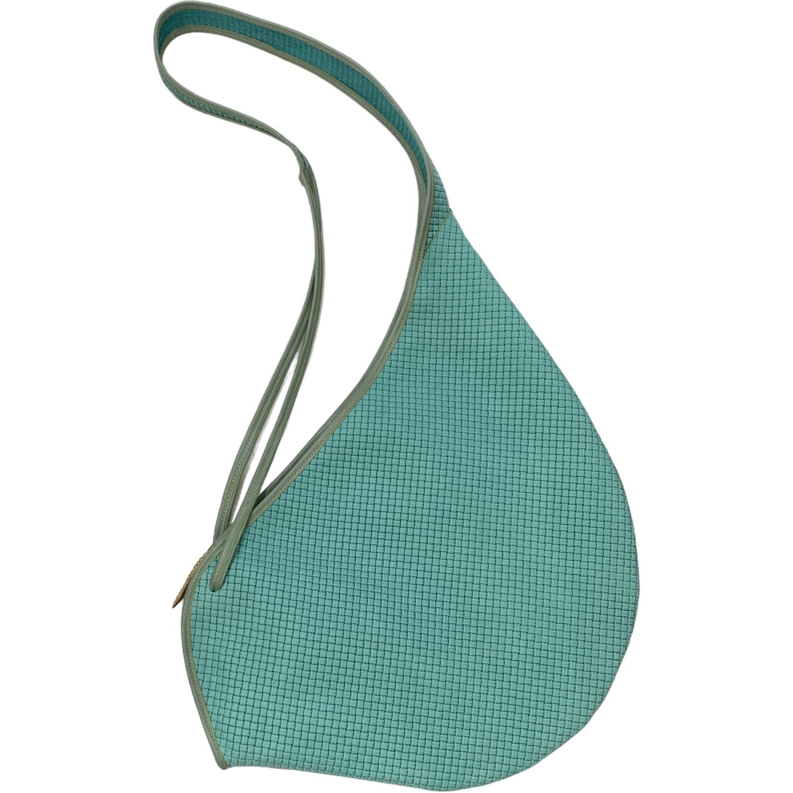 Turquoise woven-print and gold leather flaski L