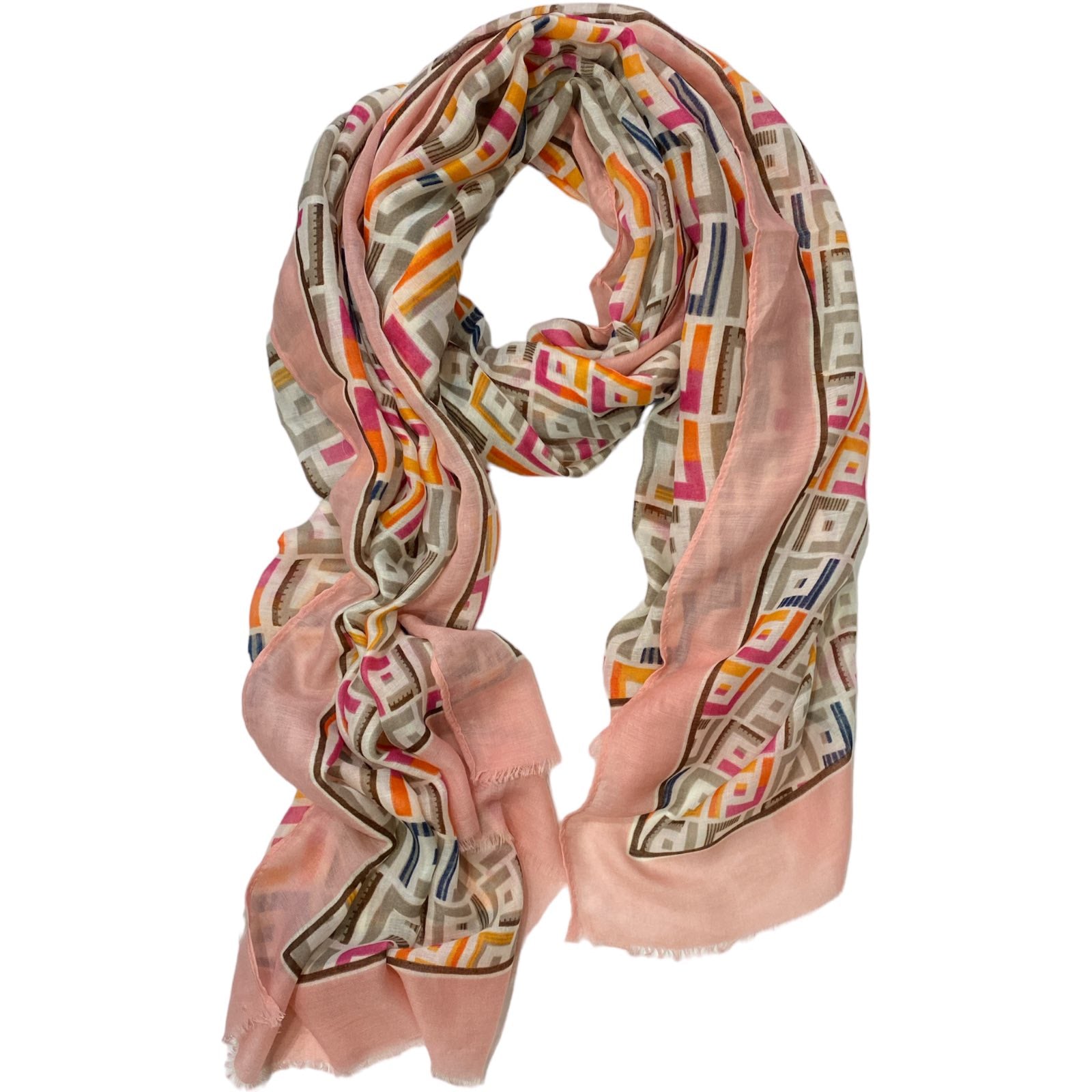 Pink and aperol geometric scarf