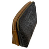 XL taba and black alligator-print leather double box