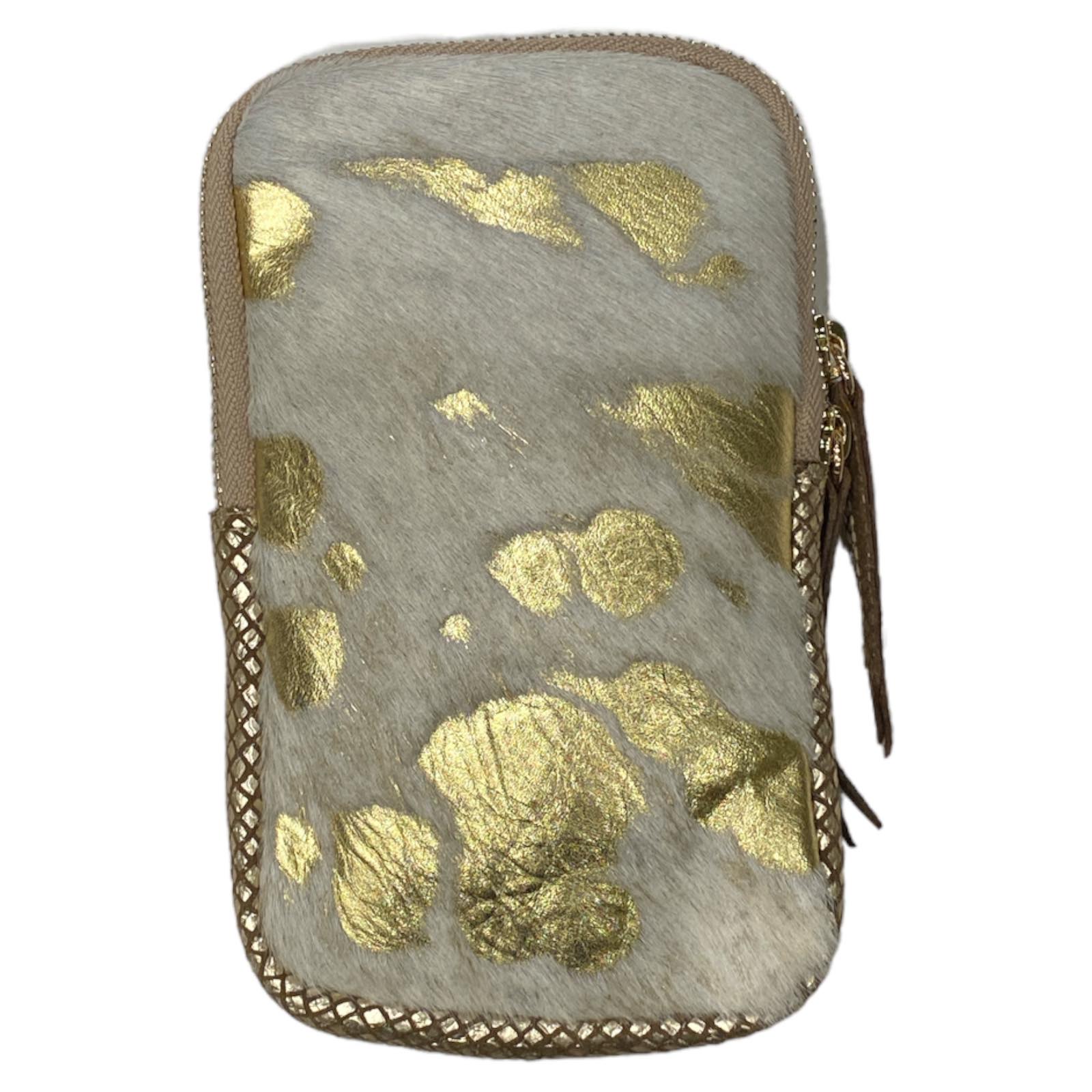 Off-white vintage calf-hair mobile leather case