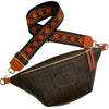 Brown leather belt bag with aperol details