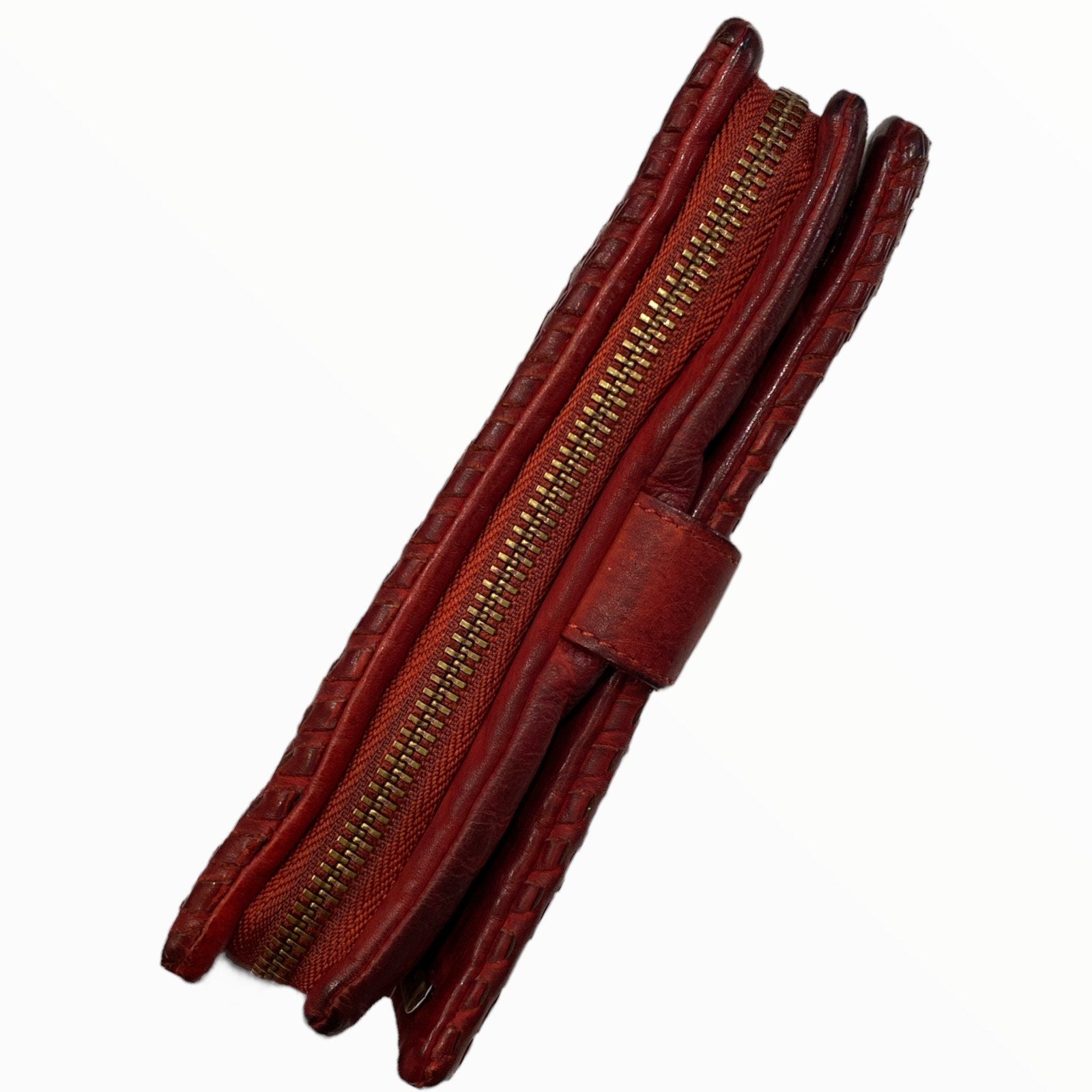 Leather handwoven big wallet