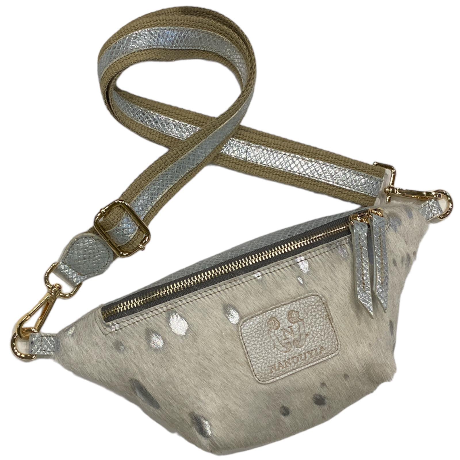 MINI.OFF WHITE AND SILVER ART BELT BAG