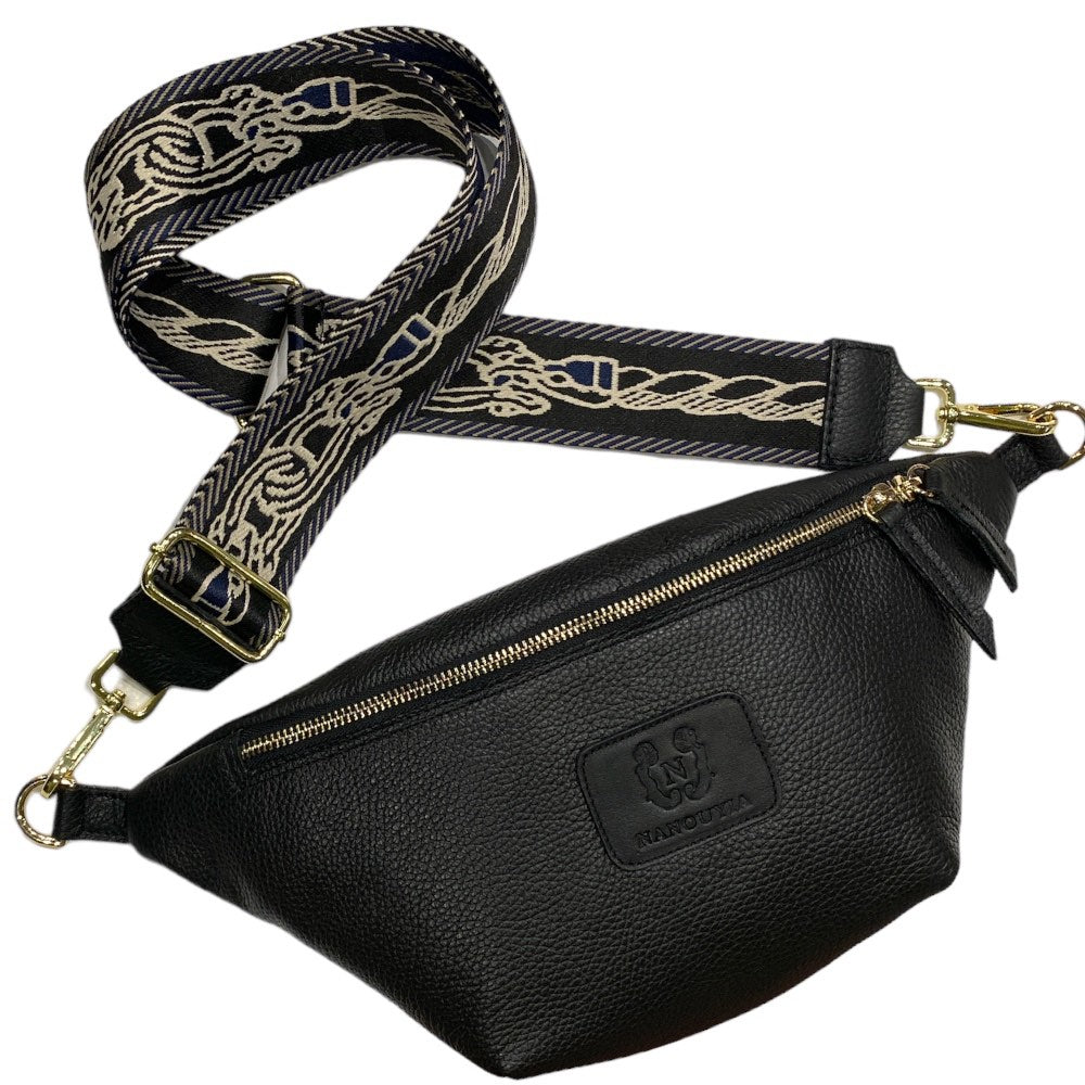 Black leather belt bag