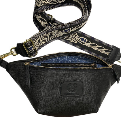 Black leather belt bag
