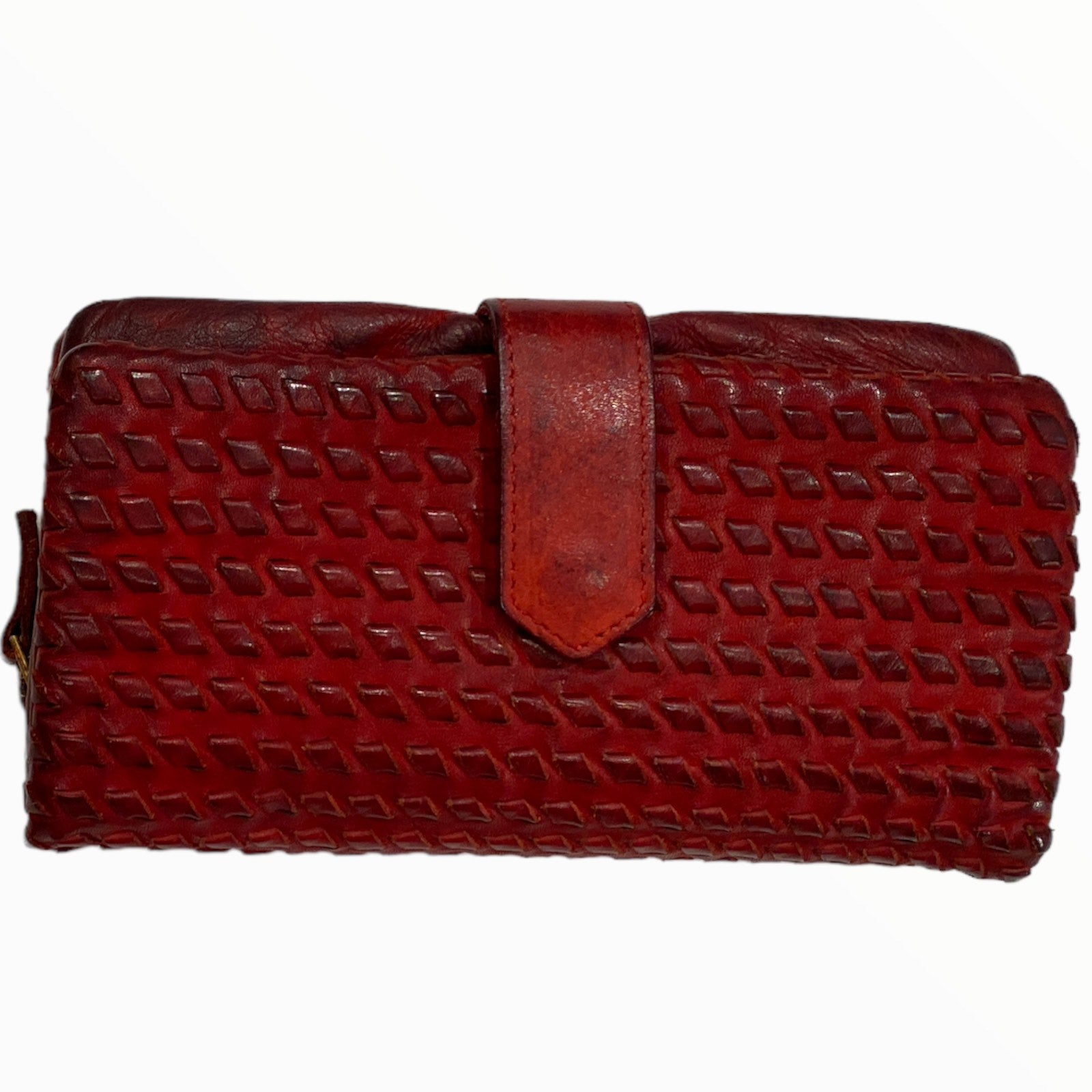 Leather handwoven big wallet