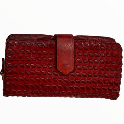 Leather handwoven big wallet