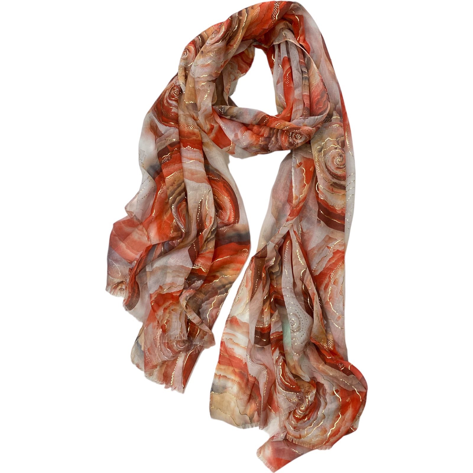 Red roses scarf with gold details