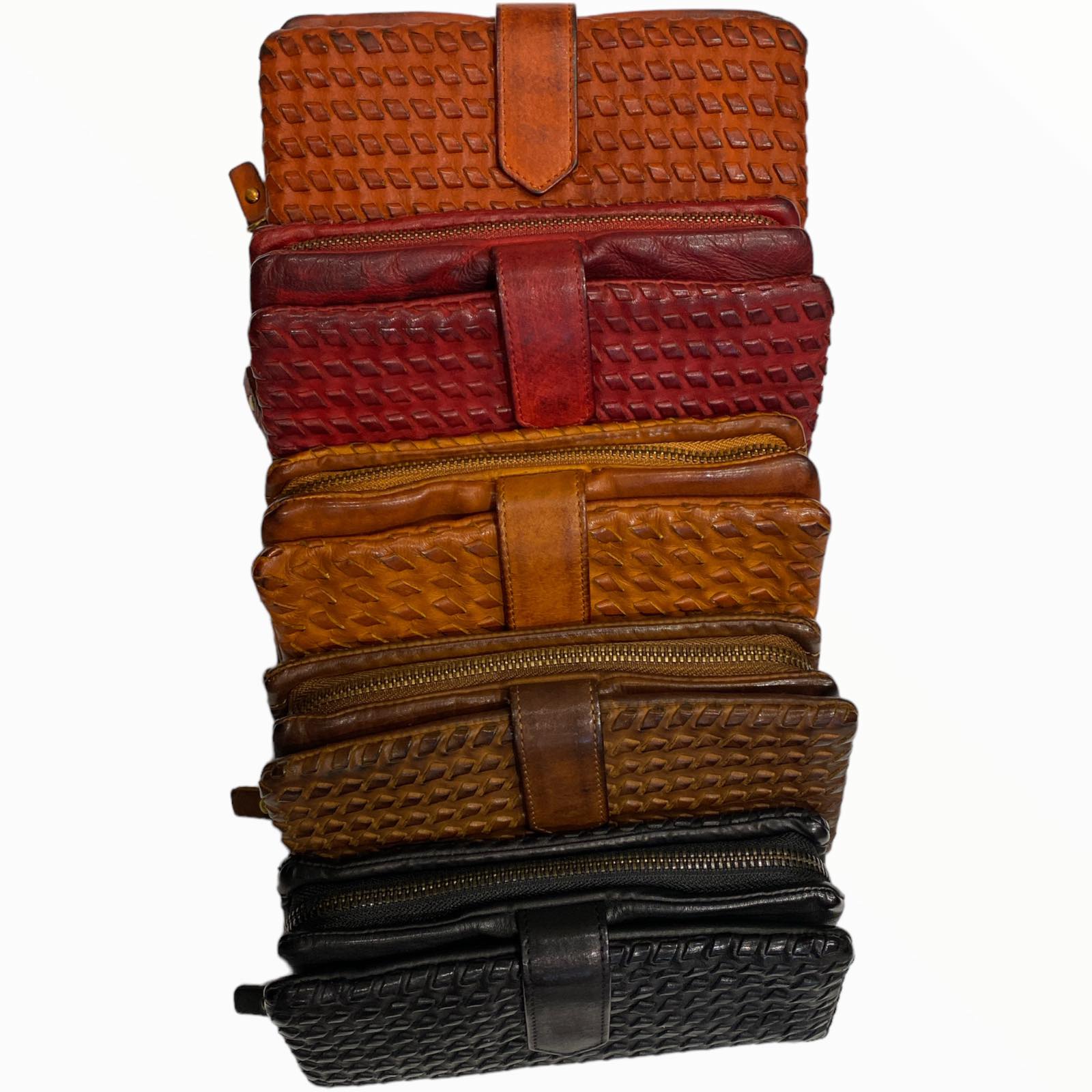 Leather handwoven big wallet