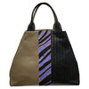 Tribeca M. Taupe and lilac double face leather tote bag