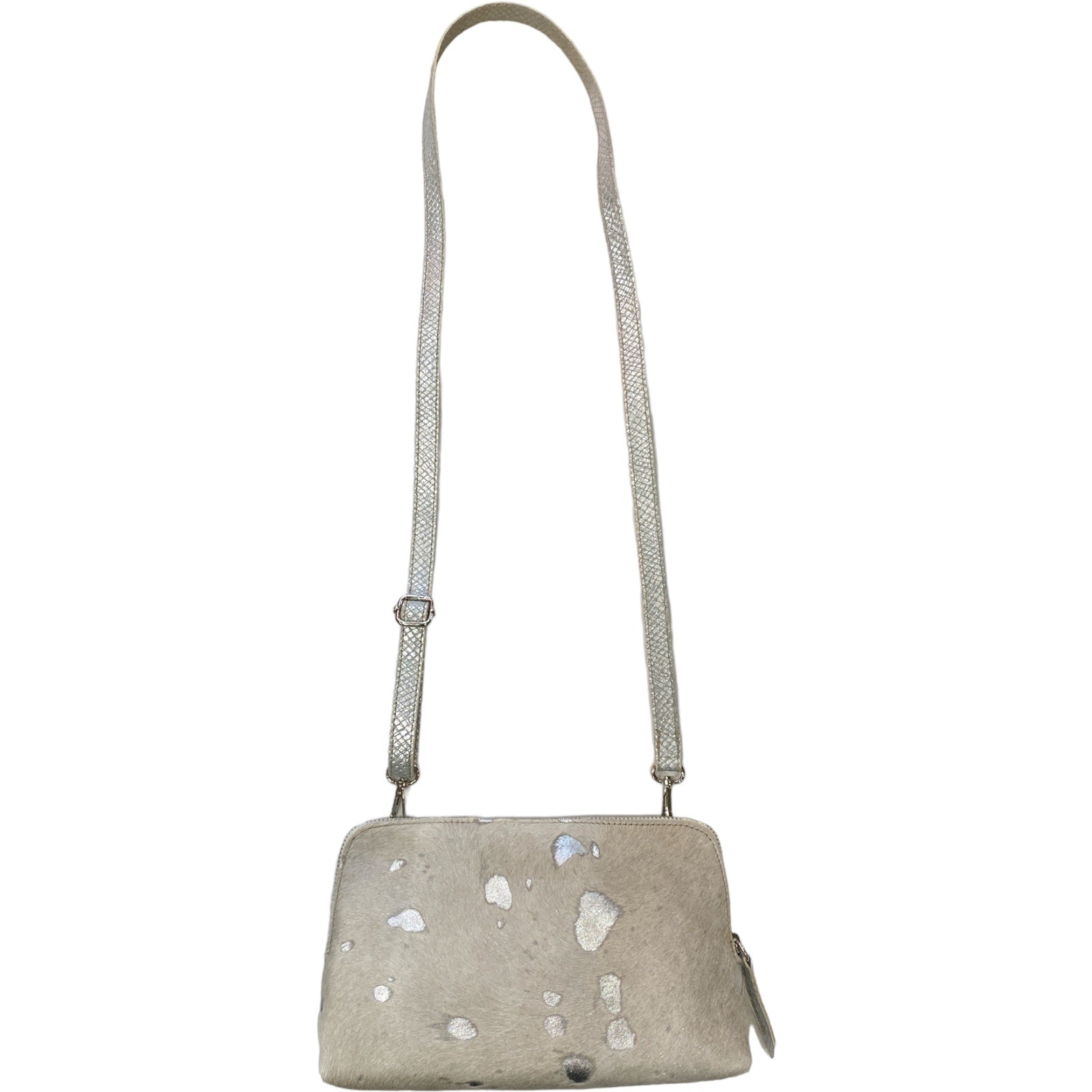 Box XL. Off-white and silver vintage calf-hair leather messenger bag