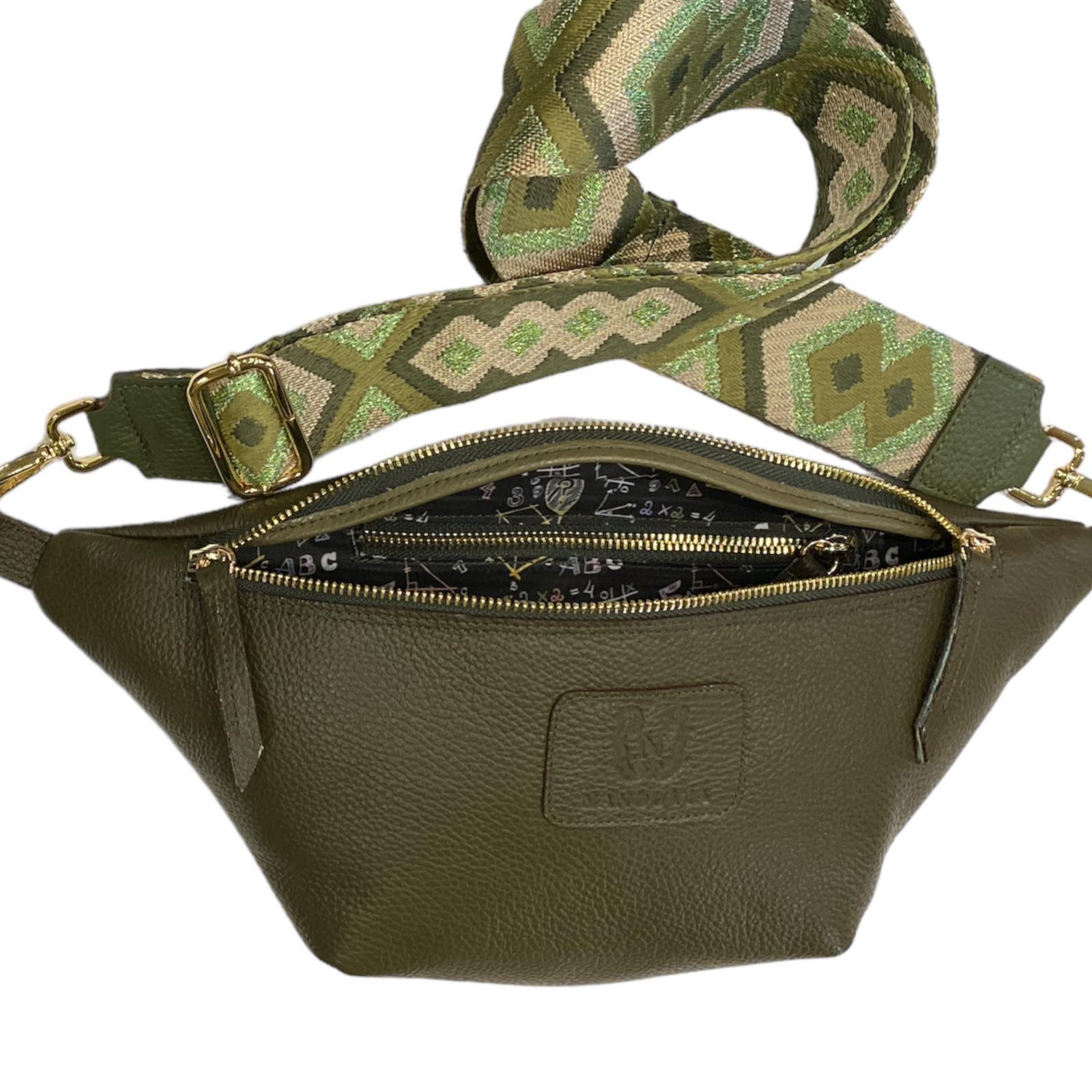 Olive green leather belt bag
