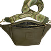 Olive green leather belt bag