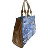 Felice. Blue art double face leather tote bag