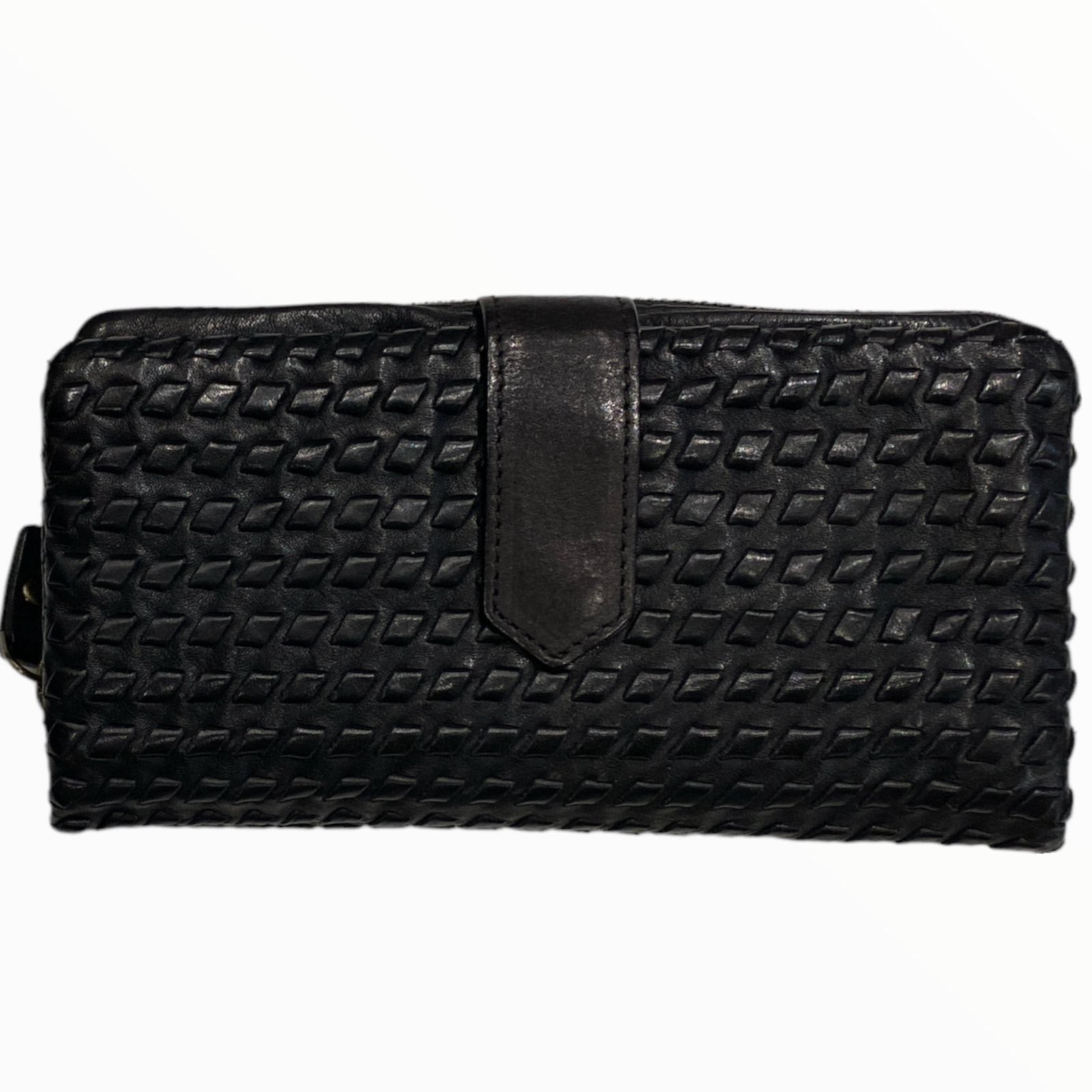 Leather handwoven big wallet