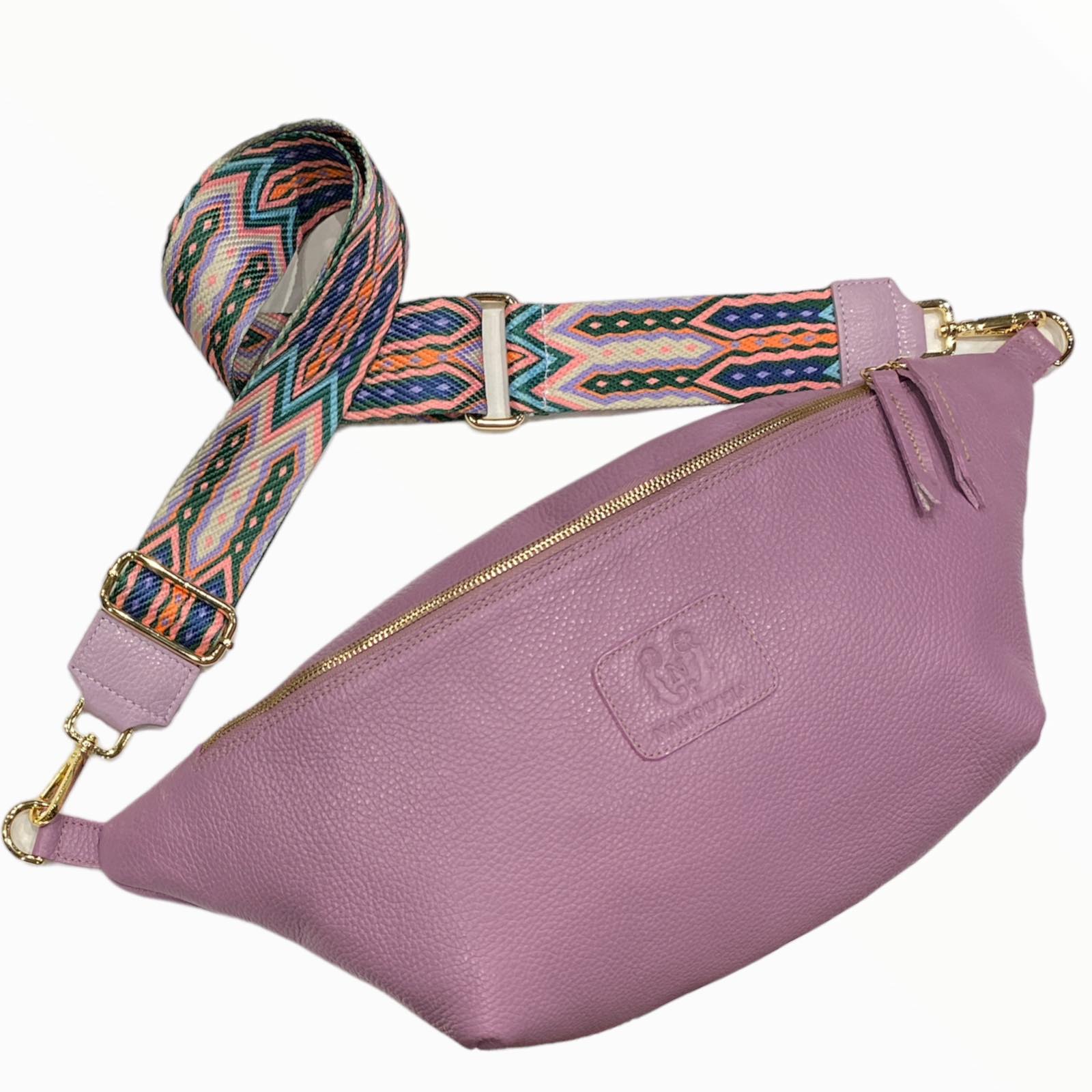 XXL lilac leather belt bag