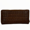 Leather handwoven zip around wallet