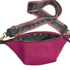 Strong pink leather belt bag with grey details