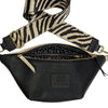 Black and vanilla leather belt bag